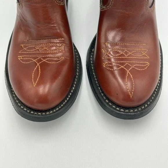Vintage Texas Boot Co. 10.5D Leather Cowboy Boots Girls‎ Floral 1940s New w/ Box